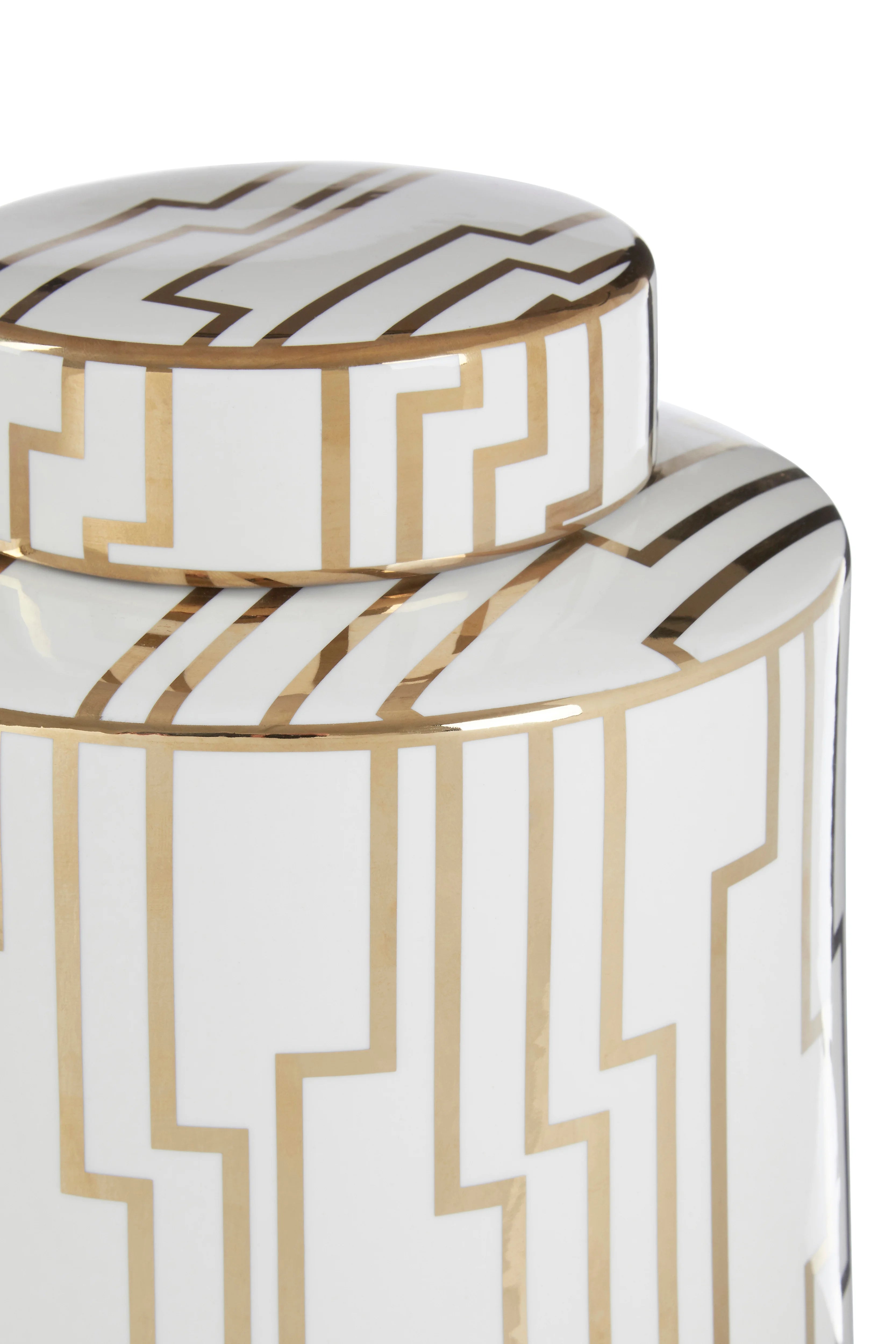 Remy Art Deco White & Gold Ceramic Jar | Large